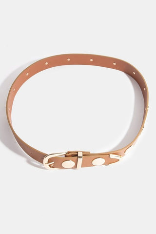 Metallic Disc Studded Faux Leather Belt - Multiple Colors