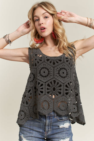 Charcoal Grey Crochet Tank Top