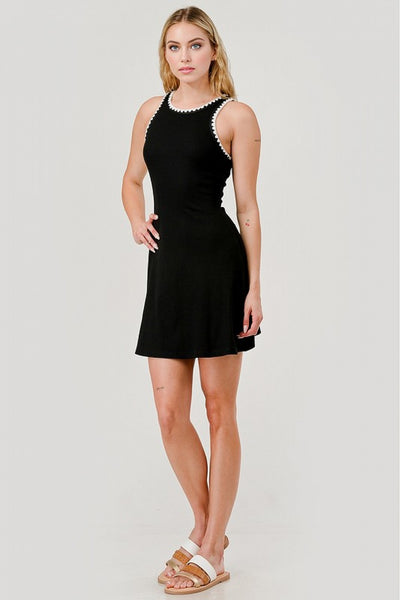 Black Ribbed Knit Tank Dress