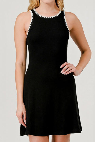 Black Ribbed Knit Tank Dress
