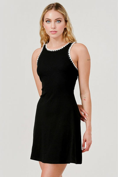 Black Ribbed Knit Tank Dress