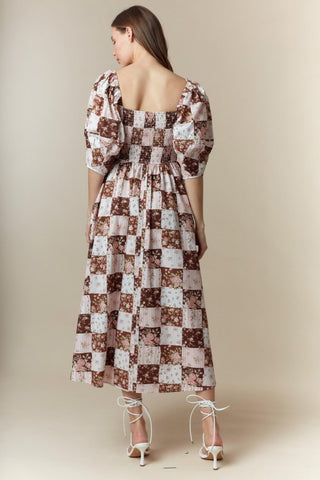 Fall Floral Printed Cotton Maxi Dress With Pockets