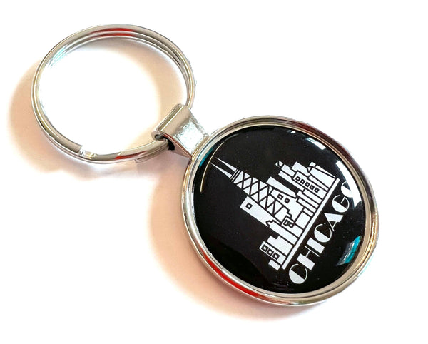 Mary Ellis - Chicago Keychain Skyline Black | Chicago Souvenir Key Ring