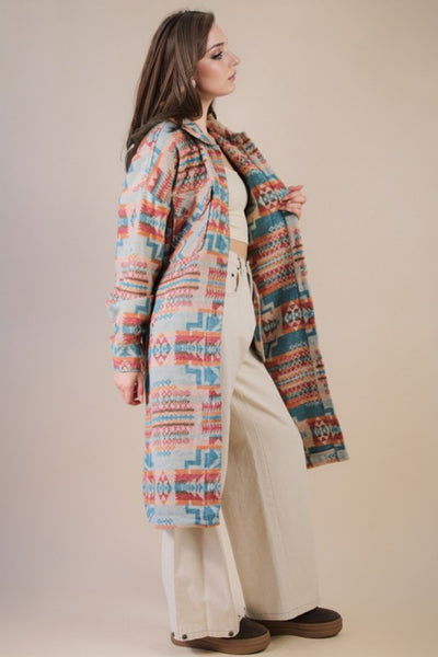 Aztec Print Midi Length Shacket