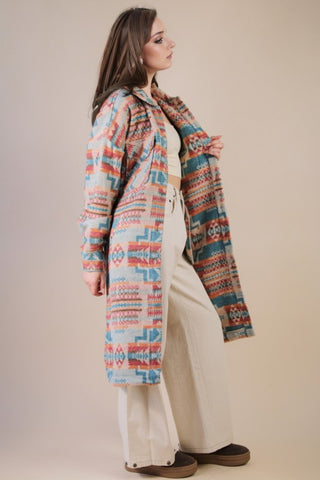 Aztec Print Midi Length Shacket