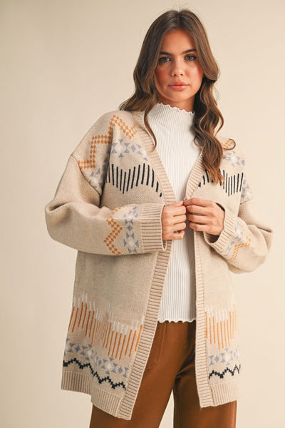 Western Motif Sweater Cardigan - Multiple Colors