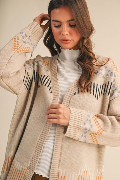 Western Motif Sweater Cardigan - Multiple Colors