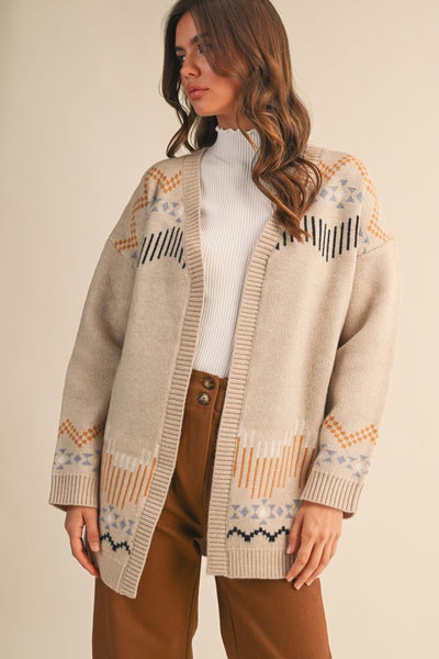 Western Motif Sweater Cardigan - Multiple Colors