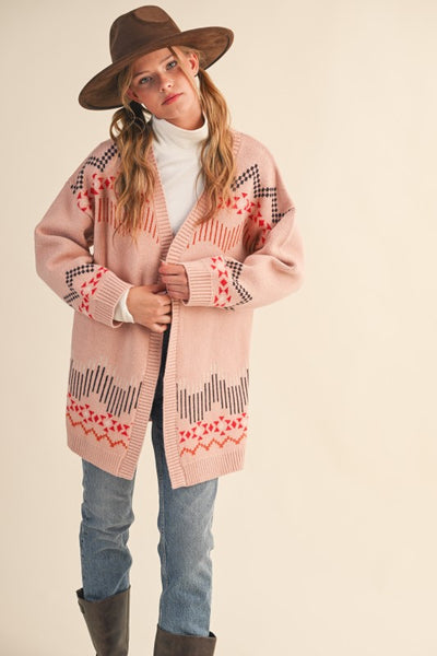 Western Motif Sweater Cardigan - Multiple Colors