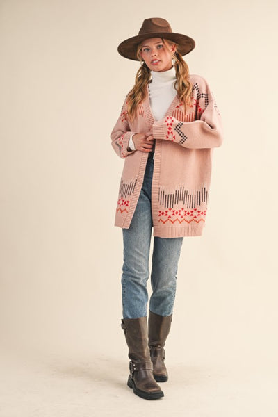 Western Motif Sweater Cardigan - Multiple Colors