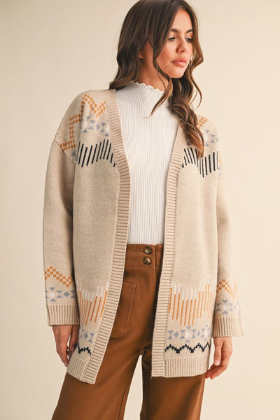 Western Motif Sweater Cardigan - Multiple Colors