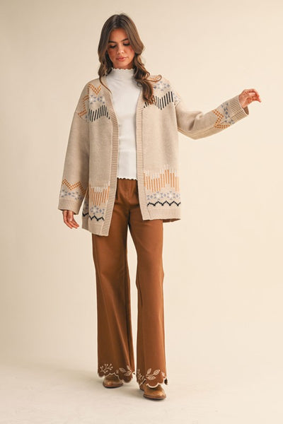 Western Motif Sweater Cardigan - Multiple Colors