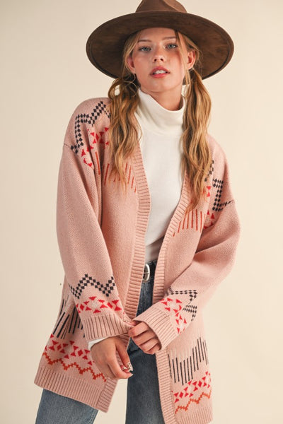 Western Motif Sweater Cardigan - Multiple Colors