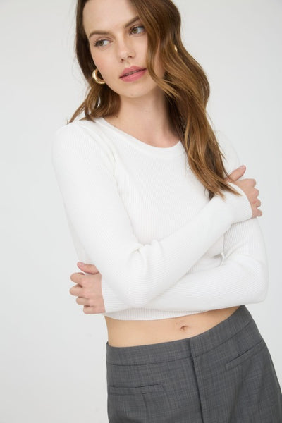 Long Sleeve Knit Crop Sweater Top