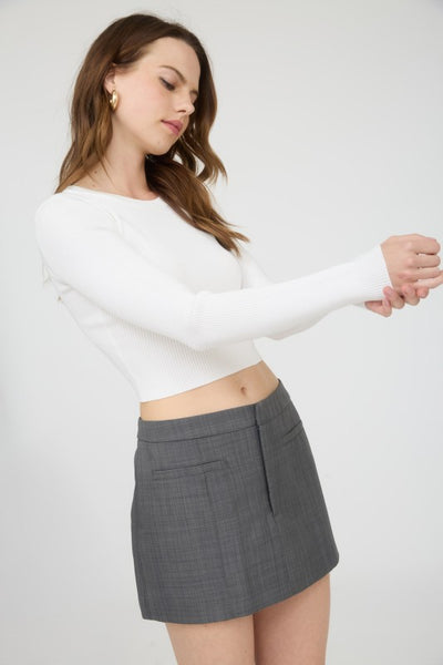 Long Sleeve Knit Crop Sweater Top