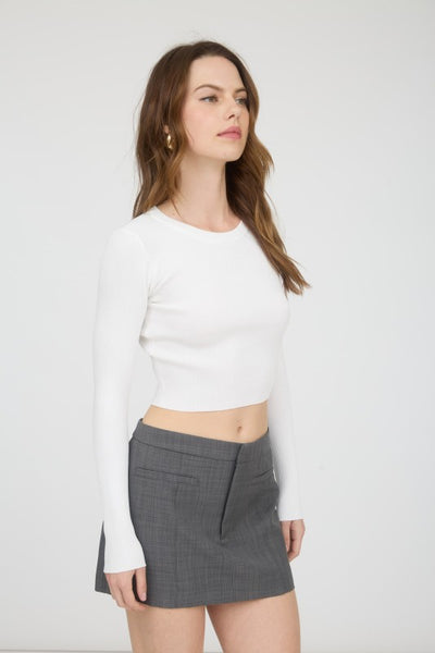 Long Sleeve Knit Crop Sweater Top