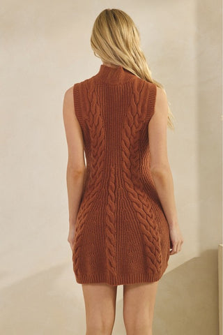 Cable Knit Sleeveless Sweater Dress - Multiple Colors