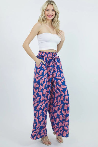 Fun Floral High Waist Wide Leg Pants