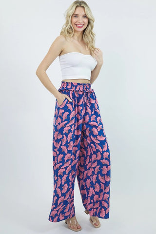 Fun Floral High Waist Wide Leg Pants