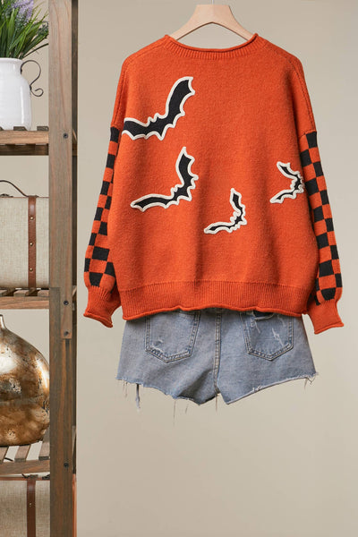 Mello. - Checkerboard Sleeve Knit Sweater