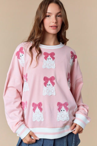 Lace Ghost With Velvet Bow Sweatshirt