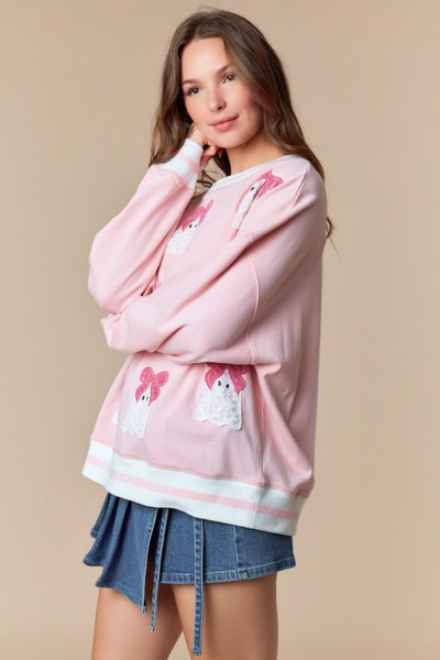 Lace Ghost With Velvet Bow Sweatshirt