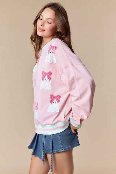 Lace Ghost With Velvet Bow Sweatshirt