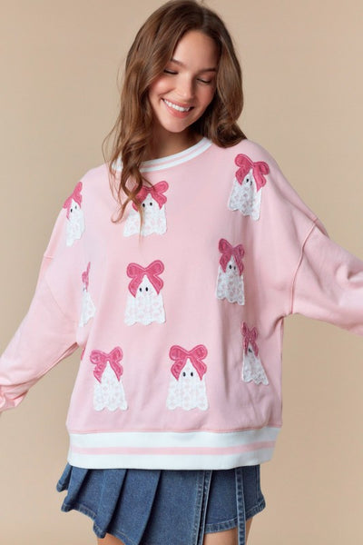 Lace Ghost With Velvet Bow Sweatshirt