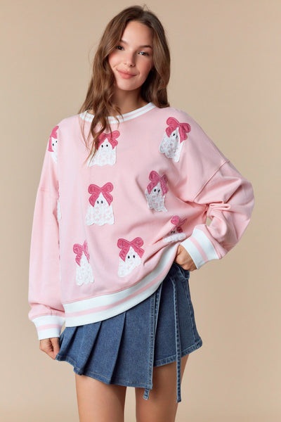 Lace Ghost With Velvet Bow Sweatshirt