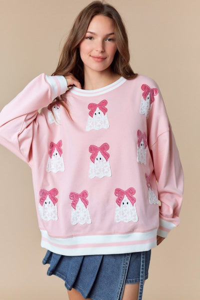 Lace Ghost With Velvet Bow Sweatshirt