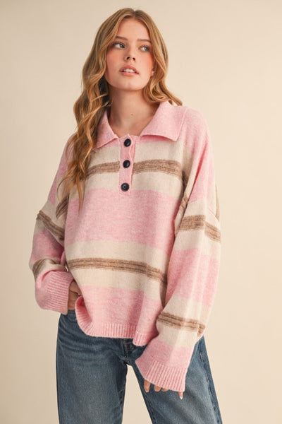 Pink Striped Rugby Sweater