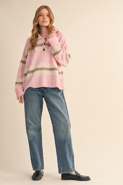 Pink Striped Rugby Sweater