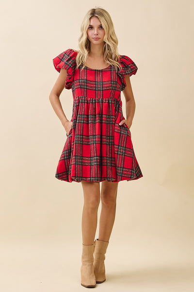 Christmas Plaid Bubble Dress
