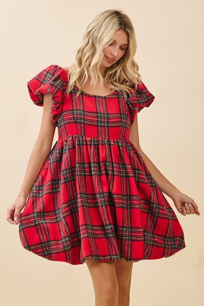 Christmas Plaid Bubble Dress