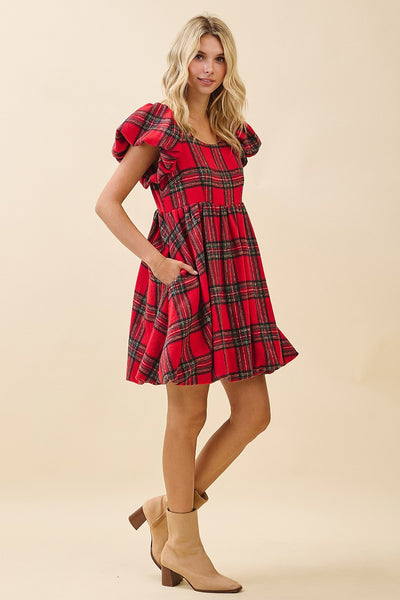 Christmas Plaid Bubble Dress