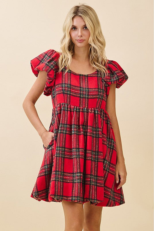 Christmas Plaid Bubble Dress