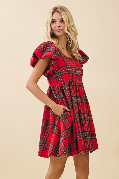 Christmas Plaid Bubble Dress