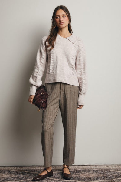Collared Pointelle Knit Sweater