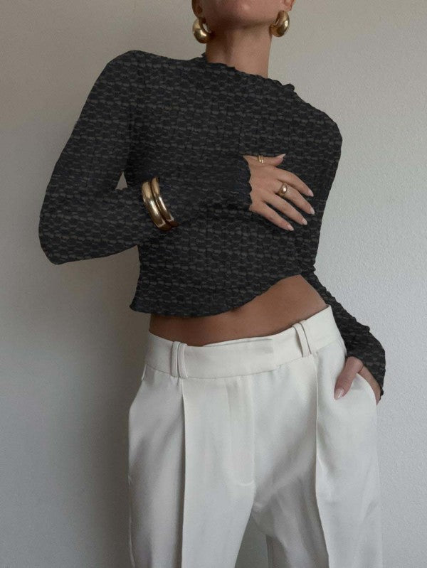 High Neck Black Mesh Top