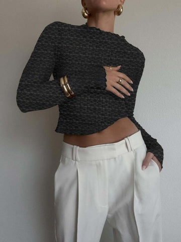 High Neck Black Mesh Top