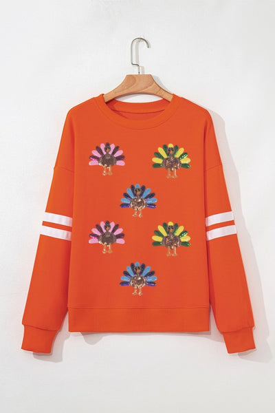 Varsity Sequin Thanksgiving Turkey Sweatshirt