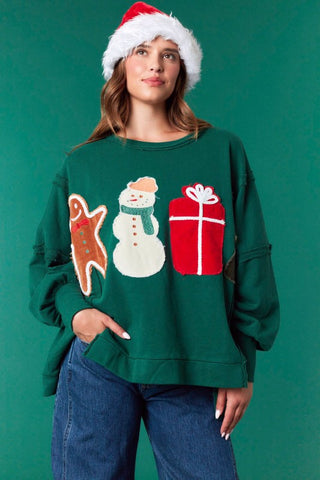 Christmas Patches Oversized Sweatshirt
