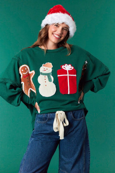 Christmas Patches Oversized Sweatshirt