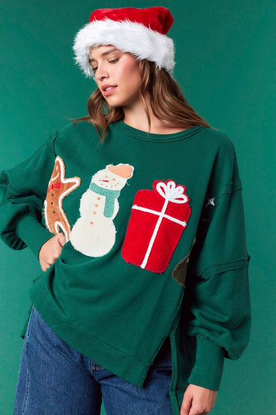 Christmas Patches Oversized Sweatshirt
