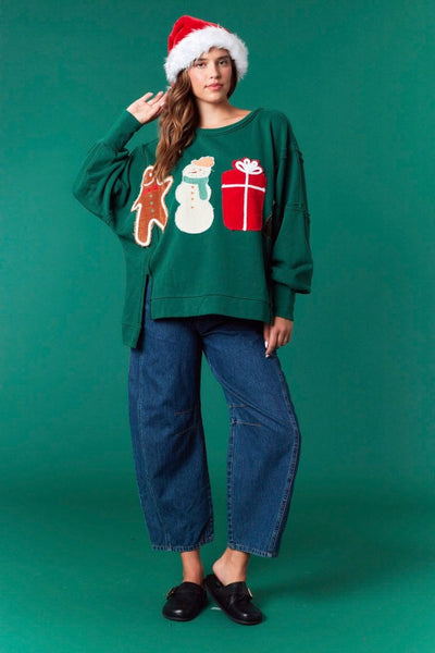 Christmas Patches Oversized Sweatshirt