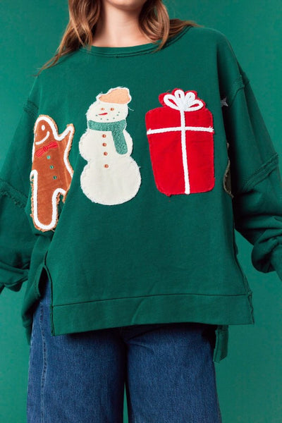 Christmas Patches Oversized Sweatshirt