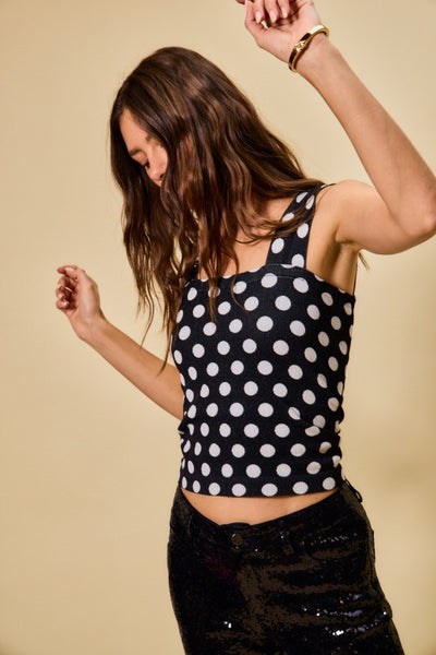 Polka Dot Knit Sleeveless Top