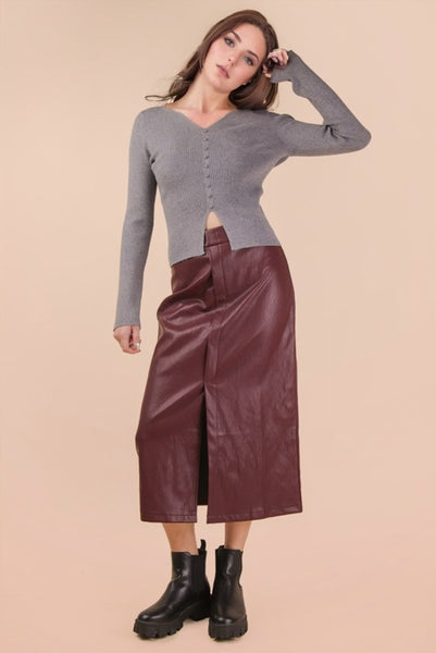 Button Down Fitted Knit Sweater Top - Multiple Colors