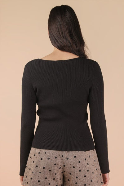 Button Down Fitted Knit Sweater Top - Multiple Colors