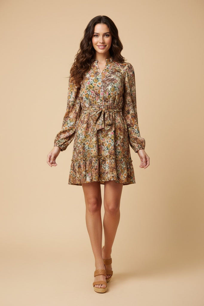 Floral Fruit Belted Dress